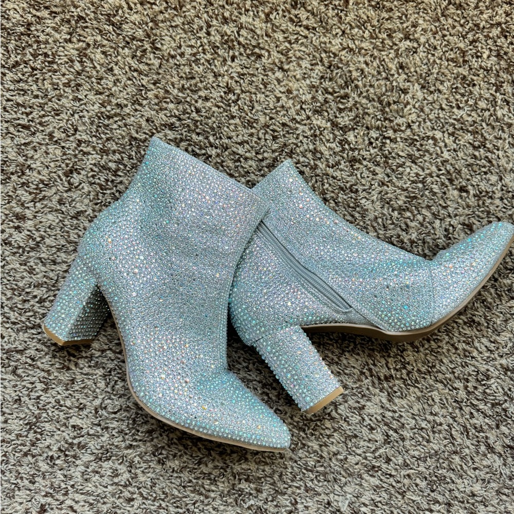 Forever Link Silver Rhinestone Ankle Booties - Break the Ice